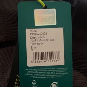 Official Aston Martin minimal polo shirt black, size medium